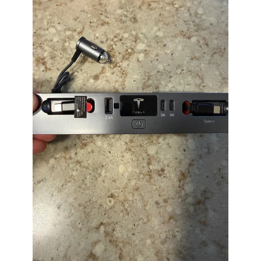 Tesla Model 3 Y Retractable Hub Docking Station 65W‎ PD USB-C PT-TSL-10 Grey